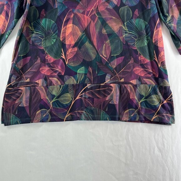 Soft Surroundings  2EE74 Alila 3/4 Sleeves Tunic L Wide Hem Botanical Multicolor - Picture 7 of 13